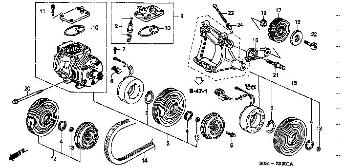 Honda Civic EK9 COMPRESSOR COMP. (DENSO) (38810-P9K-E01)