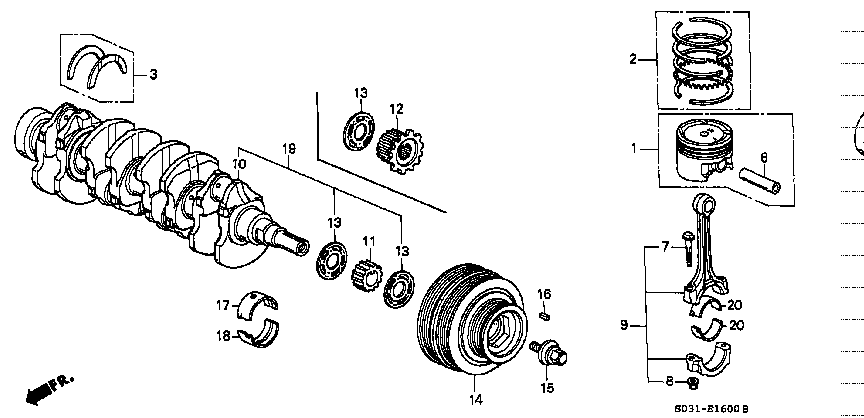 Honda Civic EK9 BEARING C, MAIN LOWER (BROWN) (DAIDO) (13343-PR3-003)
