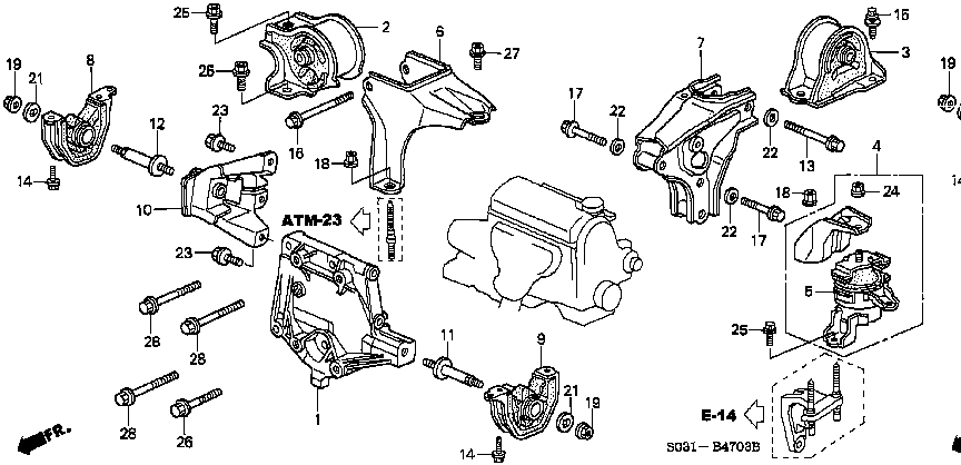 Honda Civic EK9 BRACKET , COMPRESSOR (38930-P2A-000)