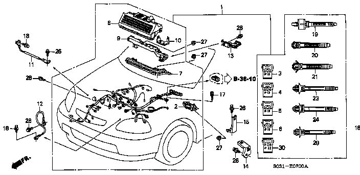 Honda Civic EK9 HARNESS, ENGINE WIRE (32110-P2A-J11)