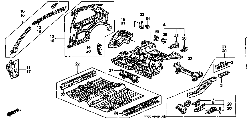 Honda Civic EK9 WHEEL HOUSE COMP.,L. REAR (64730-S03-300ZZ)
