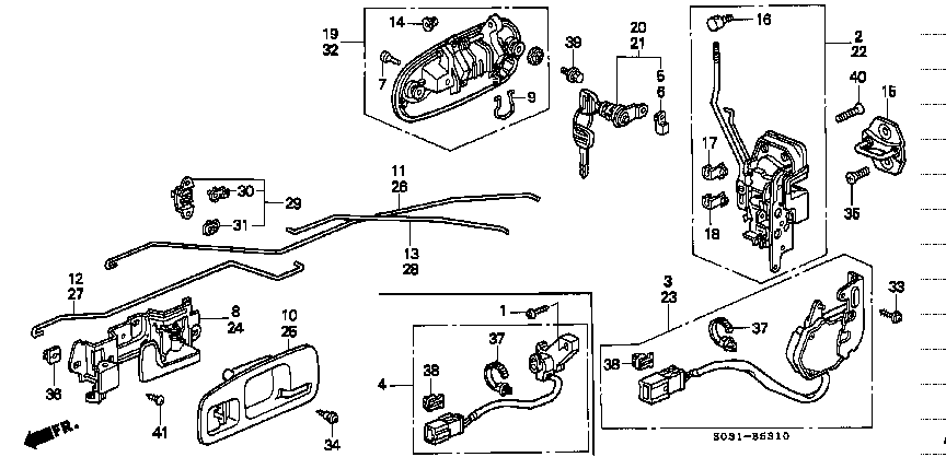 Honda Civic EK9 ACTUATOR ASSY.,R. FRONT DOOR LOCK (72115-S03-J11)