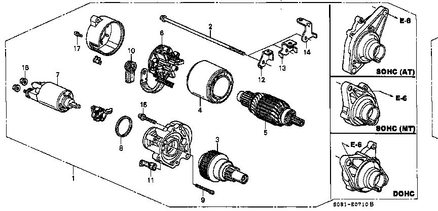 Honda Civic EK9 MOTOR ASSY., STARTER (SM-44210-1K)(MITSUBA) (31200-P2A-014)
