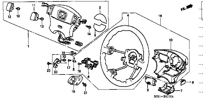 Honda Civic EK9 WHEEL COMP., STEERING *NH167L*(REAL LEATHER) (78510-S04-N81ZA)