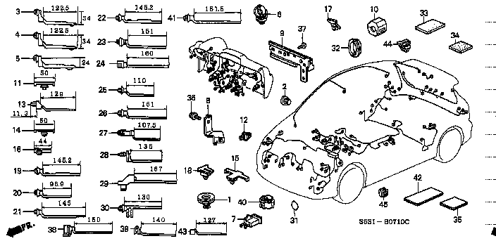 Honda Civic EP3 BAND, WIRE HARNESS OFFSET (20) (BLACK)(122.5MM) (32132-SM4-003)