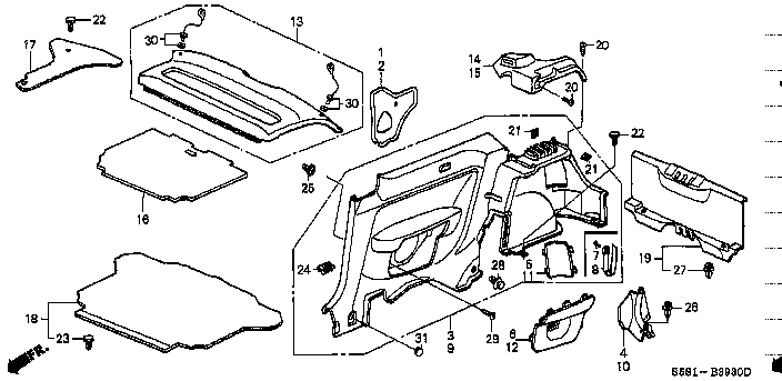 Honda Civic EP3 CLIP. SIDE LINING (90668-ST3-E01)