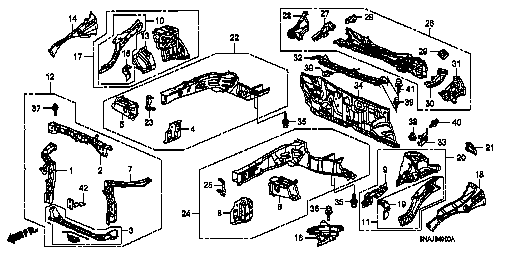 Honda Civic FD2 BRACKET SET, L. FRONT SUB FRAME FRONT (04616-SND-310ZZ)