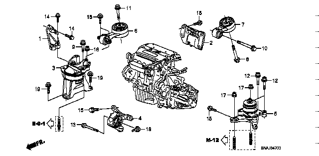 Honda Civic FD2 STAY, SIDE MOUNT (50625-SVB-A00)