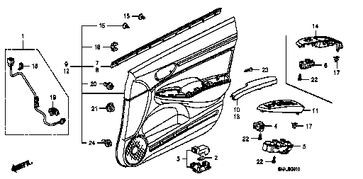Honda Civic FD2 ARMREST COMP.,L. FRONT DOOR LINING *NH167L* (83580-SNA-A51ZC)