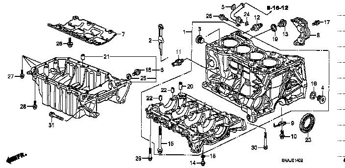 Honda Civic FD2 BLOCK ASSY., CYLINDER (K20A) (11000-RRB-800)