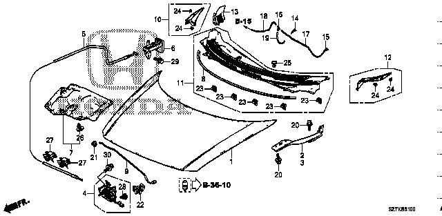 Honda Cr-z ZF2 CLIP. FRONT COWL (91501-SL4-003)