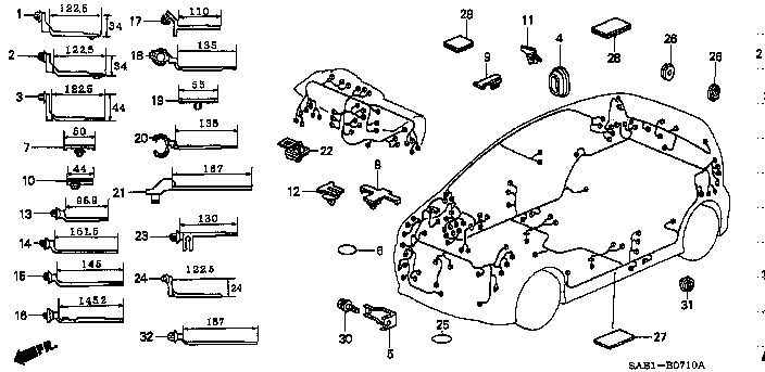Honda Fit GD3 BAND, HARNESS OFFSET (30) (YELLOW)(122.5MM) (32133-SM4-003)