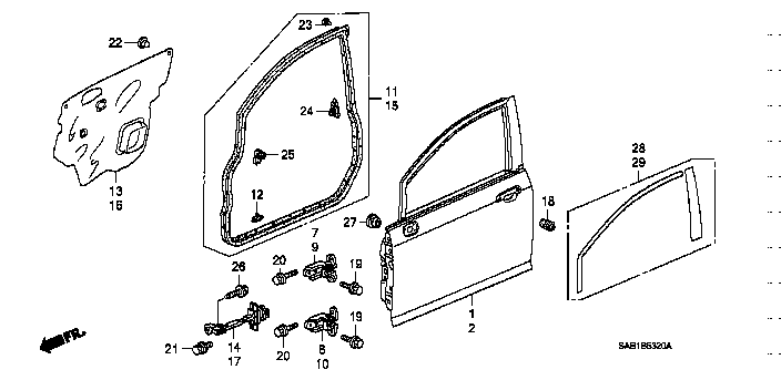 Honda Fit GD3 CLIP A, DOOR WEATHERSTRIP (72311-S5S-003)