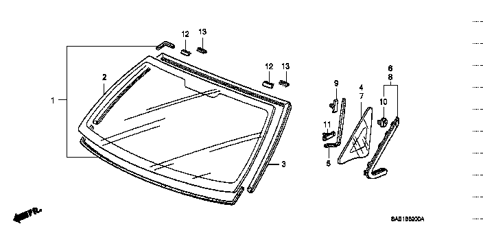 Honda Fit GD3 GLASS,R. FRONT CORNER (GREEN) (ASAHI) (73331-SAA-000)