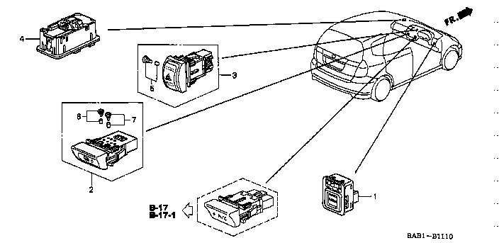 Honda Fit GD3 SWITCH ASSY., REAR DEFOGGER *NH435L* (35500-SAA-J02ZA)