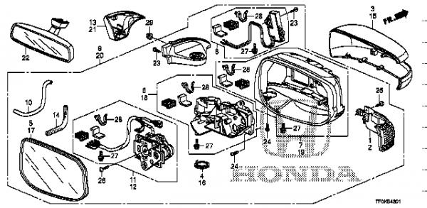Honda Fit GE8 ACTUATOR SET,R. (AUTO TURN) (R1400)(HEATED) (76210-TF0-N01)