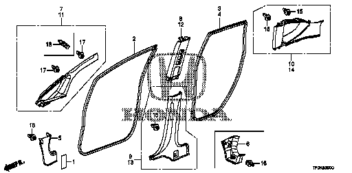 Honda Fit GE8 GARNISH ASSY.,L. FRONT PILLAR *NH556L* (84151-TF0-N82ZC)