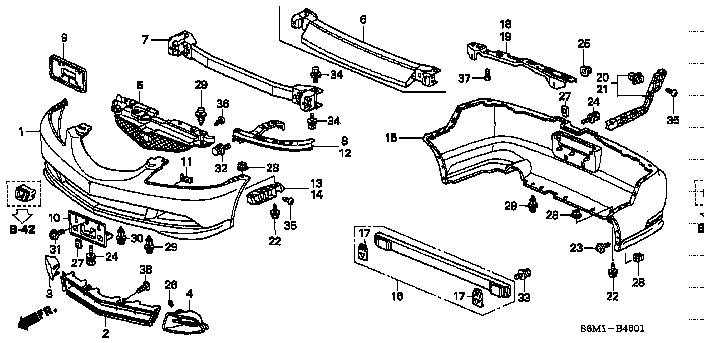 Honda Integra DC5 BEAM COMP., REAR BUMPER (71530-S6M-Z00)