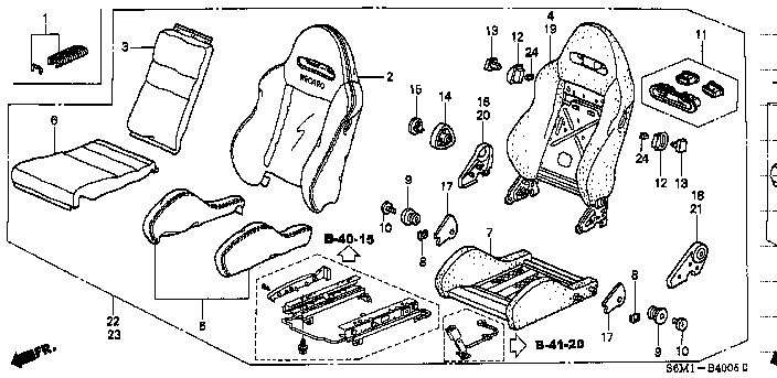 Honda Integra DC5 COVER,R. FRONT SEAT BACK TRIM *NH1L* (81121-S6M-Z00ZA)