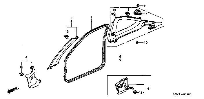 Honda Integra DC5 GARNISH ASSY.,L. QUARTER PILLAR *NH167L* (84180-S6M-J01ZA)