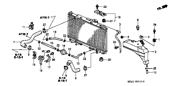 Honda Integra DC5 CLIP. WATER HOSE (36.5MM) (KEIHIN) (19511-PT0-004)