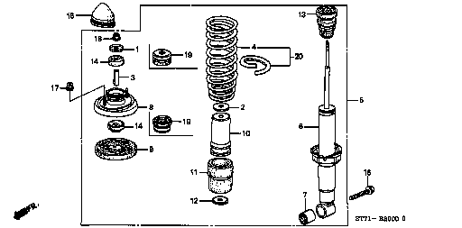 Honda Integra DC2 CAP, REAR DAMPER (74671-SH3-010)