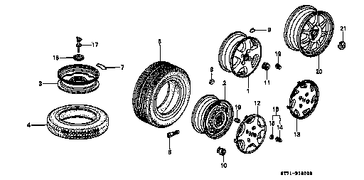 Honda Integra DC2 DISC, WHEEL (14X4T)(KANAI) (42700-SM4-A02)