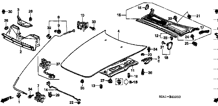 Honda S2000 AP1 WIRE ASSY., BONNET (74130-S2A-003)