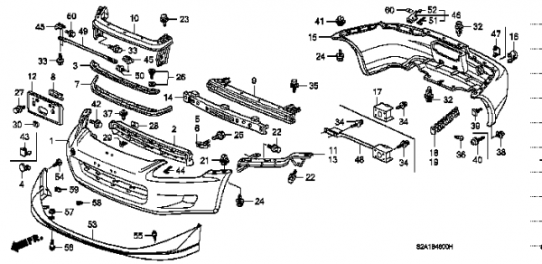 Honda S2000 AP1 ABSORBER , FRONT BUMPER (71170-S2A-010)