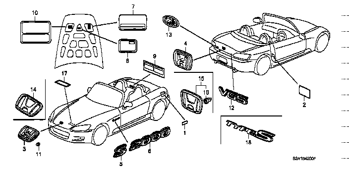 Honda S2000 AP1 EMBLEM , FRONT *Y52P*(H) (75700-S2A-000ZF)