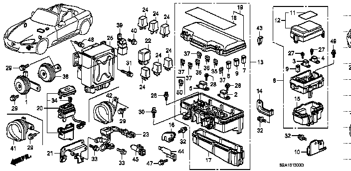 Honda S2000 AP1 BOX ASSY., RELAY (38250-S2A-J01)