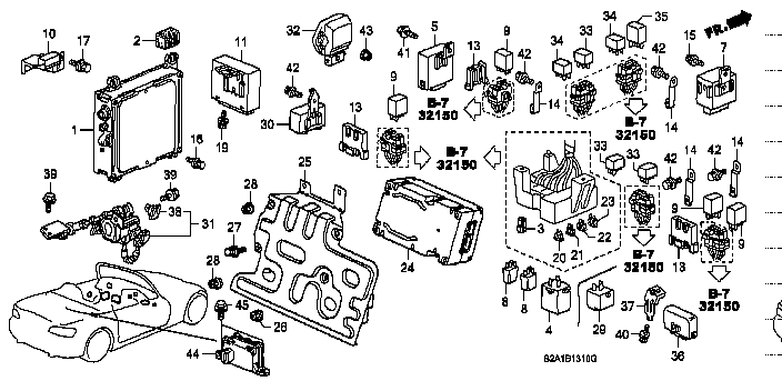 Honda S2000 AP1 BRACKET, RELAY BLOCK (ISO) (91755-SX0-010)