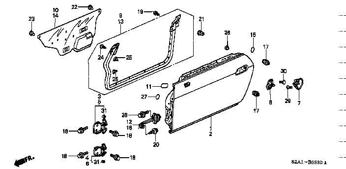 Honda S2000 AP1 CHECKER COMP.,L. DOOR (72380-S30-003)