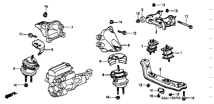 Honda S2000 AP1 BRACKET , TRANSMISSION MOUNT (50807-S2A-010)