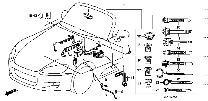 Honda S2000 AP1 CABLE, SUB EARTH (32610-S2A-900)