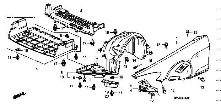 Honda S2000 AP1 COVER, FRONT UNDER (74112-S2A-000)