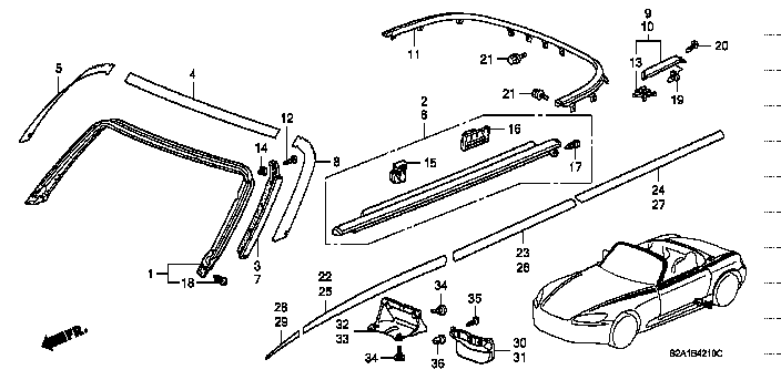 Honda S2000 AP1 CLIP. MOLDING (91502-S2A-003)