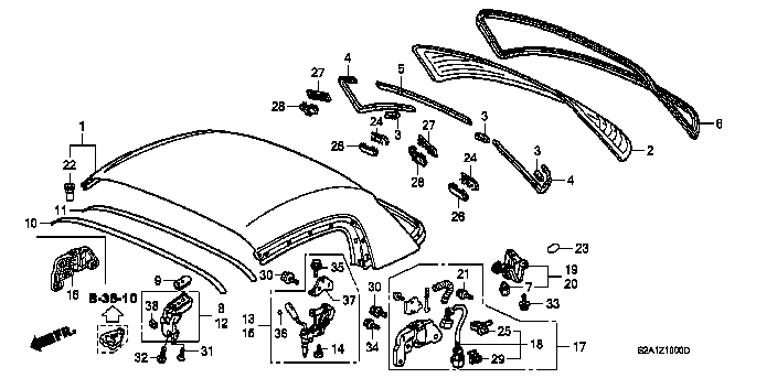 Honda S2000 AP1 FASTENER B, WINDSHIELD (91561-S04-J01)