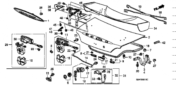 Honda S2000 AP1 ACTUATOR ASSY.,TRUNK (74856-S2A-G01)