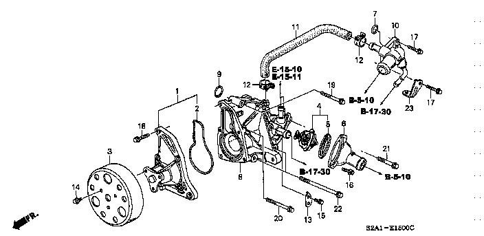 Honda S2000 AP1 COVER COMP.,WATER (19360-PCX-000)