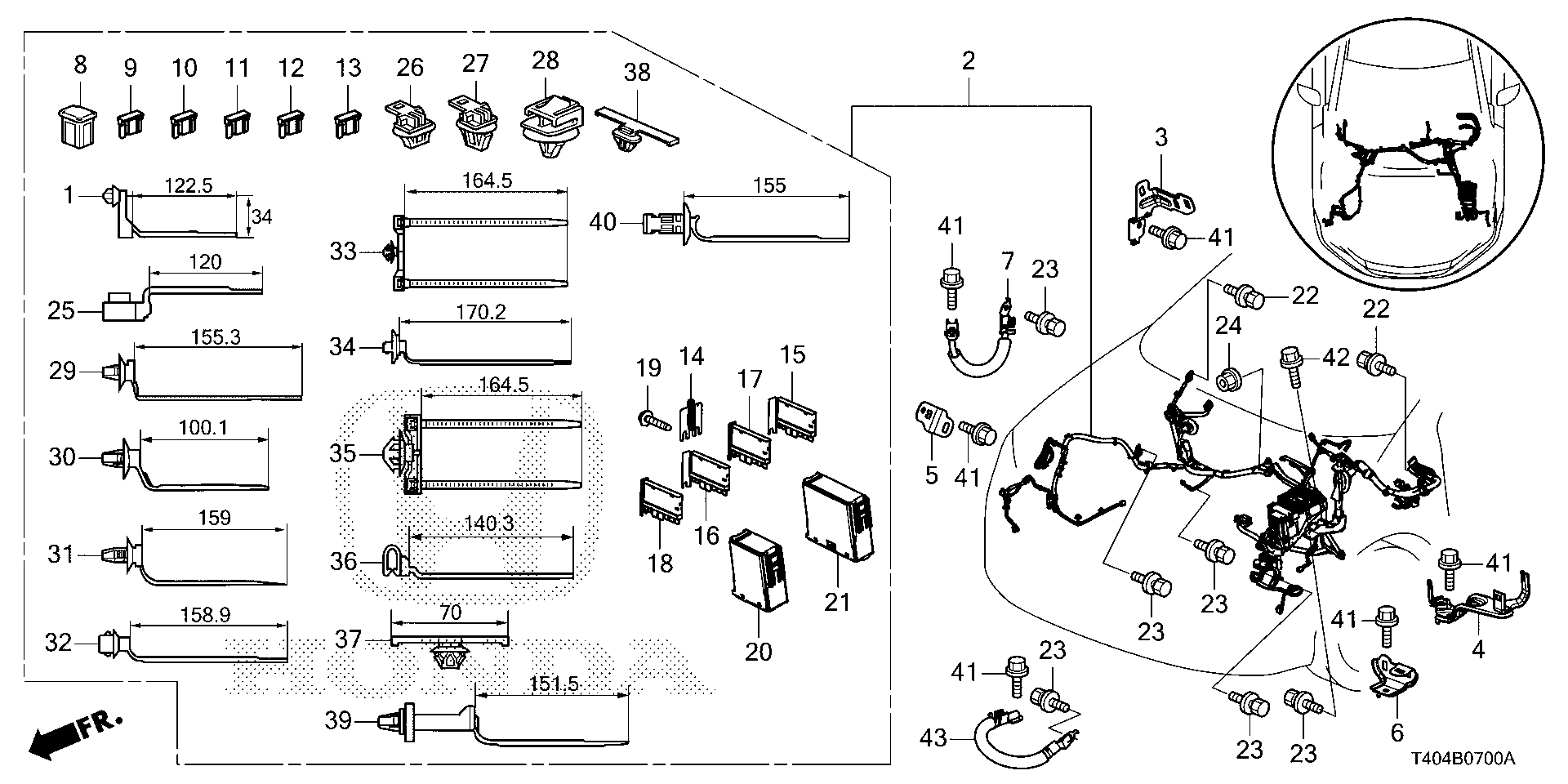 Honda Civic FL5 BAND, HARNESS (120MM) (BLACK) (91531-S5B-003)