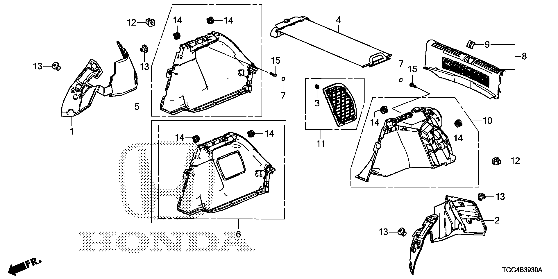 Honda Civic FK8 CAP, TRUNK SIDE (UPPER) *NH900L*(DEEP BLACK) (84610-TGG-A01ZA)