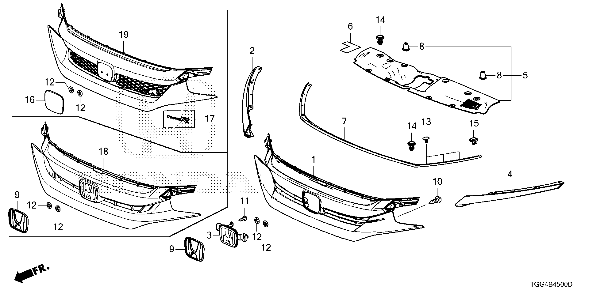 Honda Civic FK8 EMBLEM, FR (75700-TGH-A01)