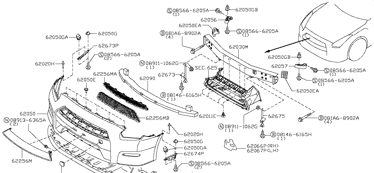Nissan GTR R35 CLIP (62228-KB50A)