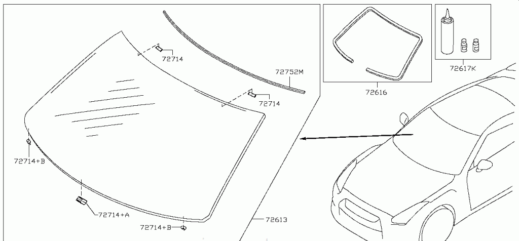 R35 Gt R Rear Glass Nissan GTR R35 SEALANT KIT,GLASS (G2891-89925) - Injection Imports
