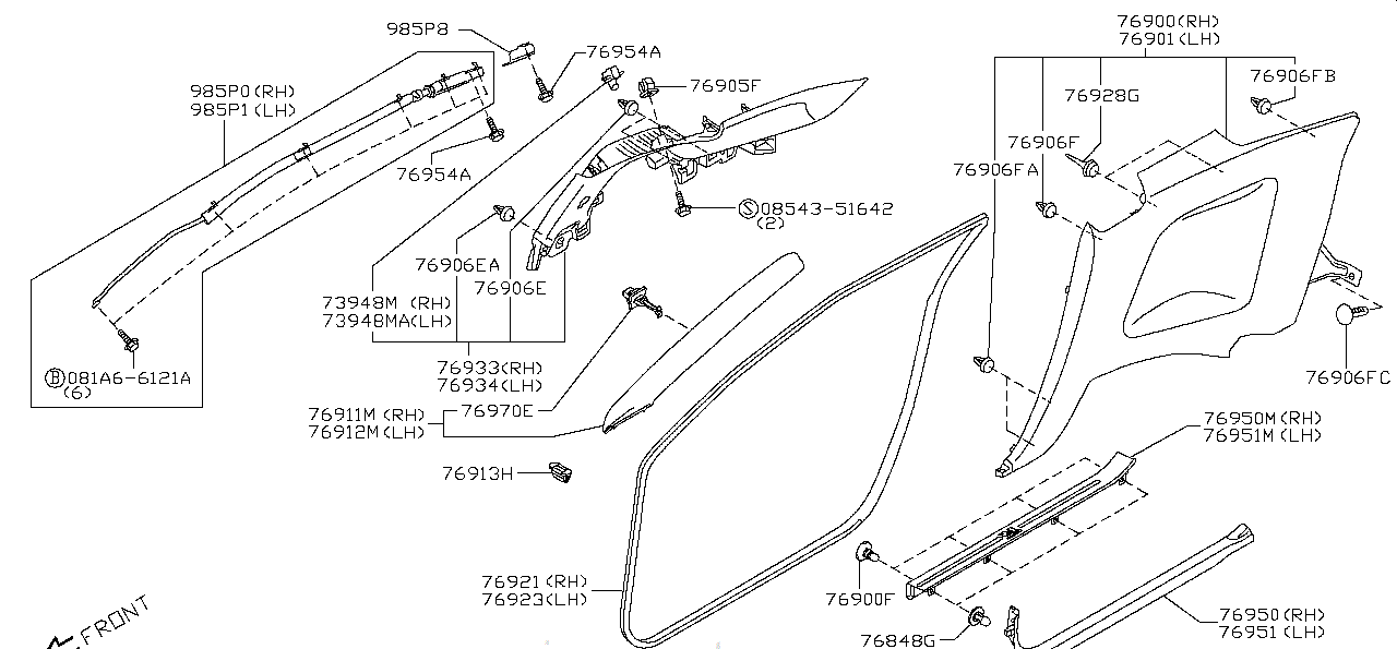 Nissan GTR R35 WELT,BODY SIDE FRONT LH (76922-38B0A)