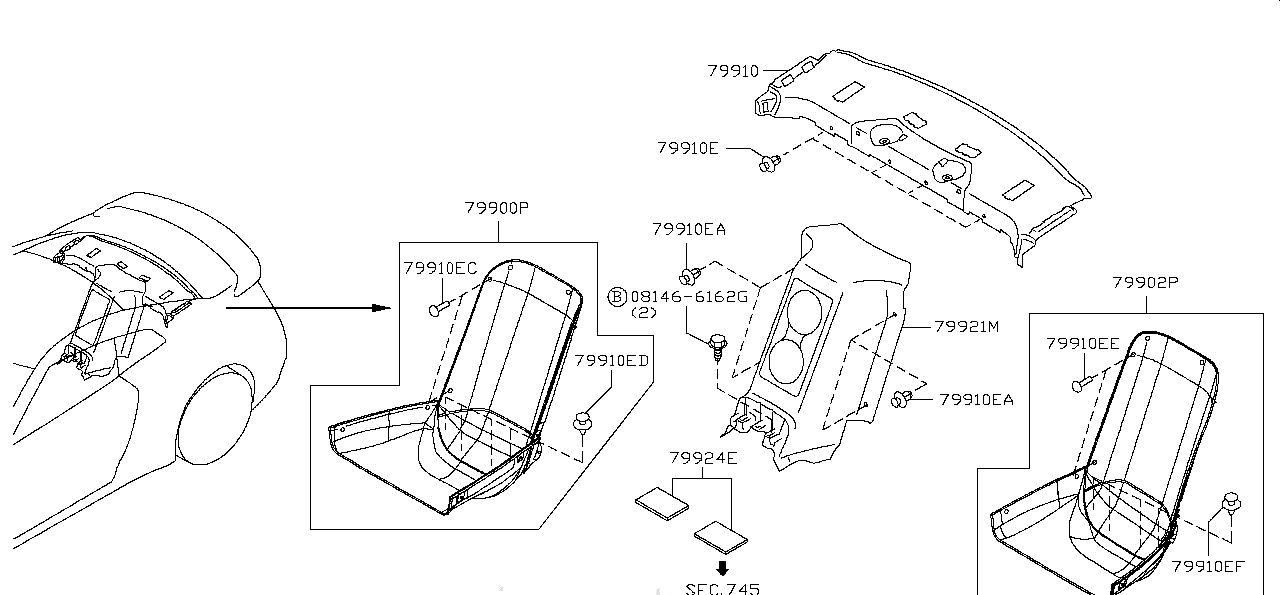 Nissan GTR R35 FINISHER ASSEMBLY,REAR PANEL (79900-JF00A)