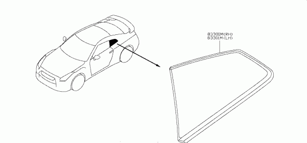 Nissan GTR R35 GLASS ASSEMBLY,SIDE WINDOW LH (83307-KB50A) - Injection ...