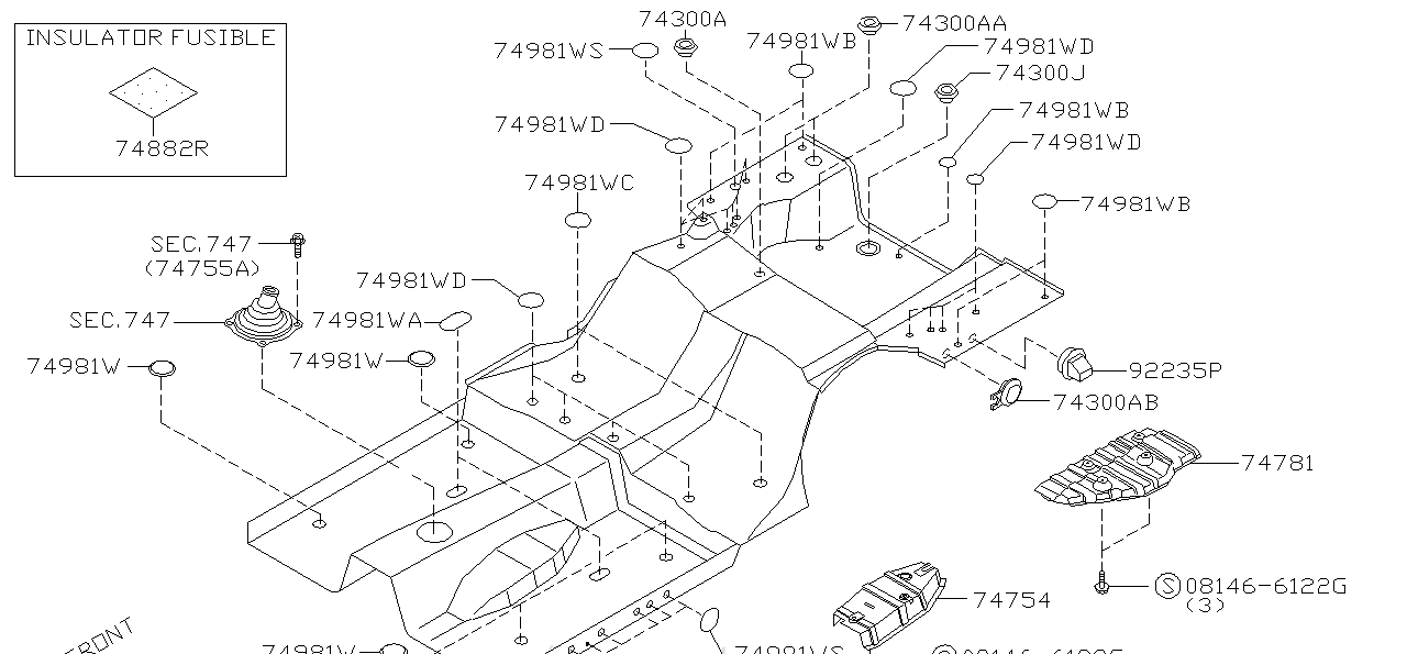 Nissan SILVIA S15 PLUG,FRONT FLOOR (74816-4P000)