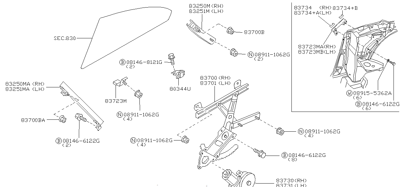 Nissan SILVIA S15 REGULATOR,QUARTER WINDOW LH (83721-92F00)